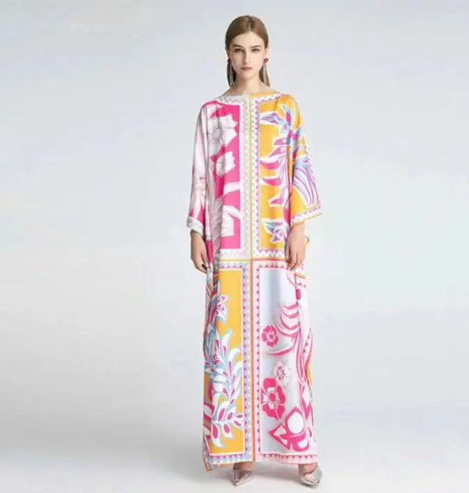 MooMoo Dress| Women's Murah Kaftan Batik Cover Up Loose V-neck|  bohemian dress plus size Beach Dress Print Floral Maxi Dress